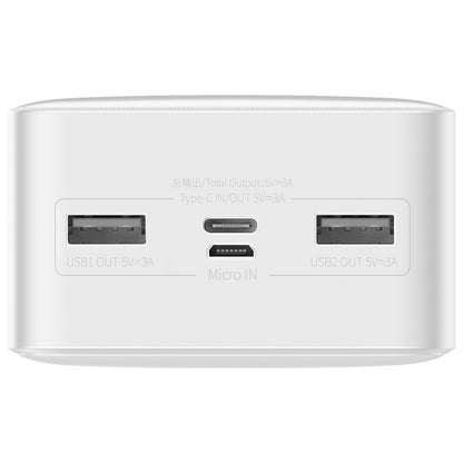 Vanjska baterija Baseus Bipow, 30000mAh, 15W, 1 x USB-C - 2 x USB-A, Bijela PPBD050202