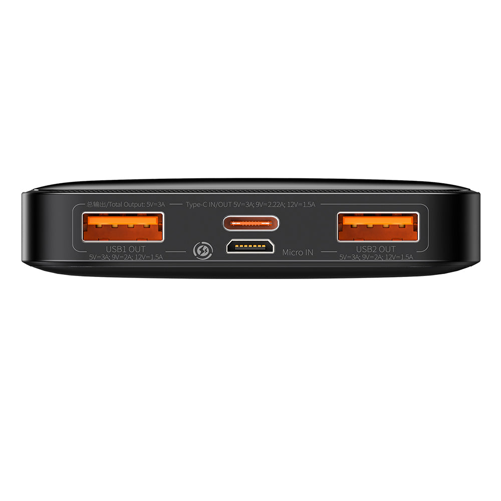 Vanjska baterija Baseus Bipow, 10000mAh, 20W, QC + PD, 1 x USB-C - 2 x USB-A, Crna PPBD050301