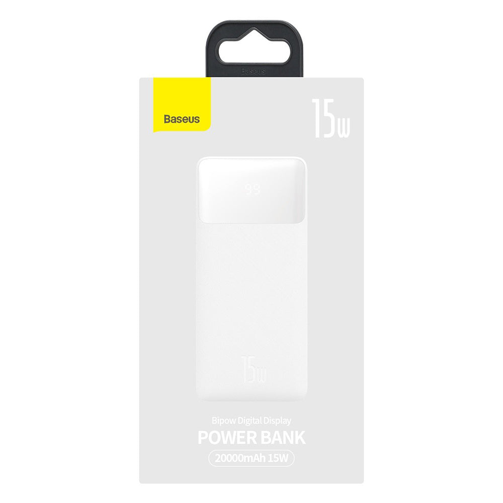 Vanjska baterija Baseus Bipow, 20000mAh, 15W, 1 x USB-C - 2 x USB-A, Bijela PPBD050102