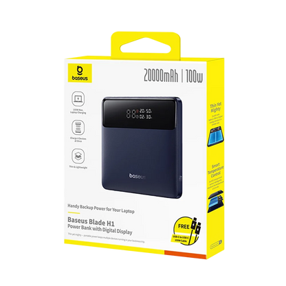 Vanjska baterija Baseus Blade H1, 20000mAh, 100W, QC + PD, 2 x USB-A - 2 x USB-C, Crna