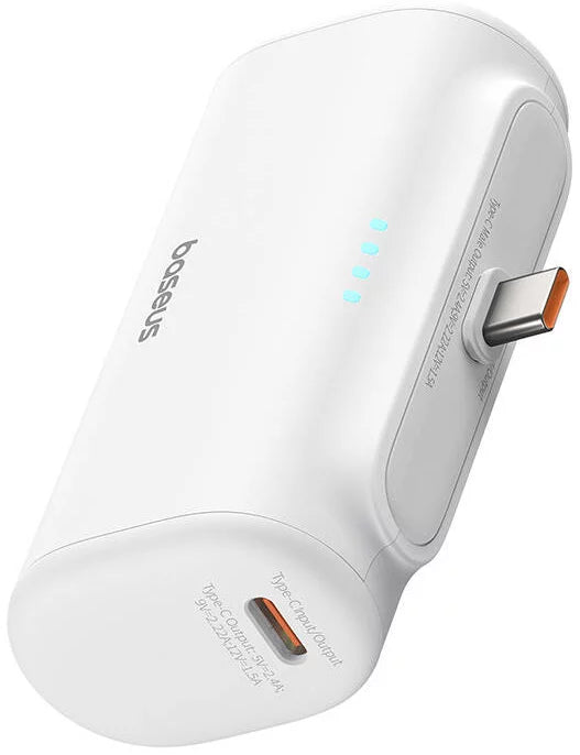 Vanjska baterija Baseus Compact, 5000mAh, 20W, PD, 2 x USB-C, Bijela P10068306213-00