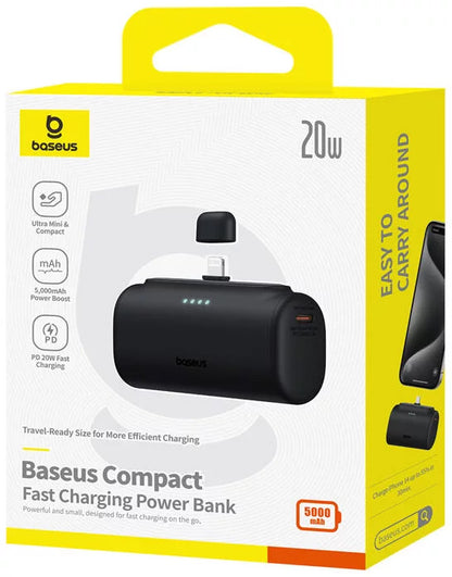 Vanjska baterija Baseus Compact, 5000mAh, 20W, PD, 1 x Lightning - 1 x USB-C, Crna P10068307113-00