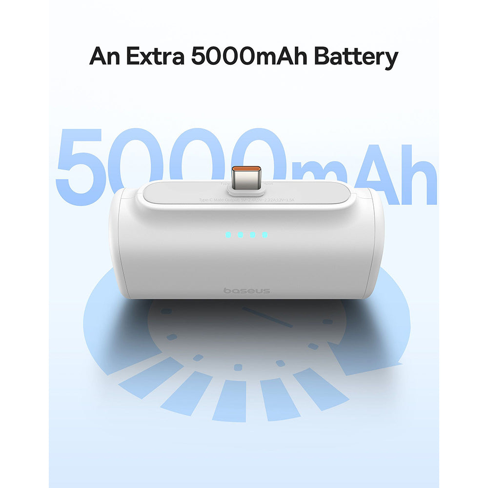 Vanjska baterija Baseus Compact, 5000mAh, 20W, PD, 1 x Lightning - 1 x USB-C, Bijela P10068307213-00