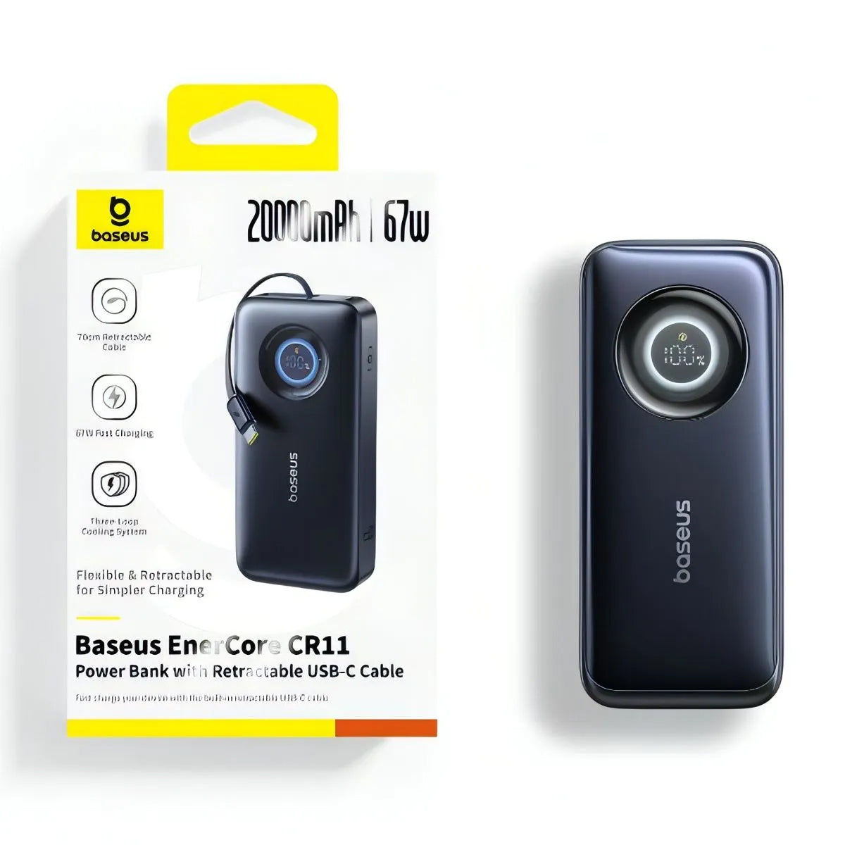 Vanjska baterija Baseus EnerCore CR11, 20000mAh, 67W, PD, 2 x USB-C, Crna E0027H00