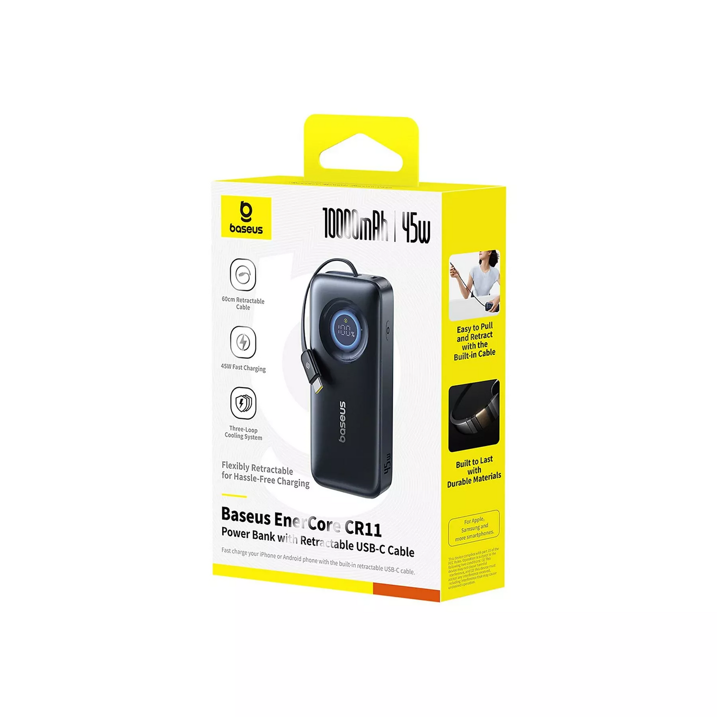 Vanjska baterija Baseus EnerCore CR11, 10000mAh, 45W, PD, 2 x USB-C, Crna E0027G01