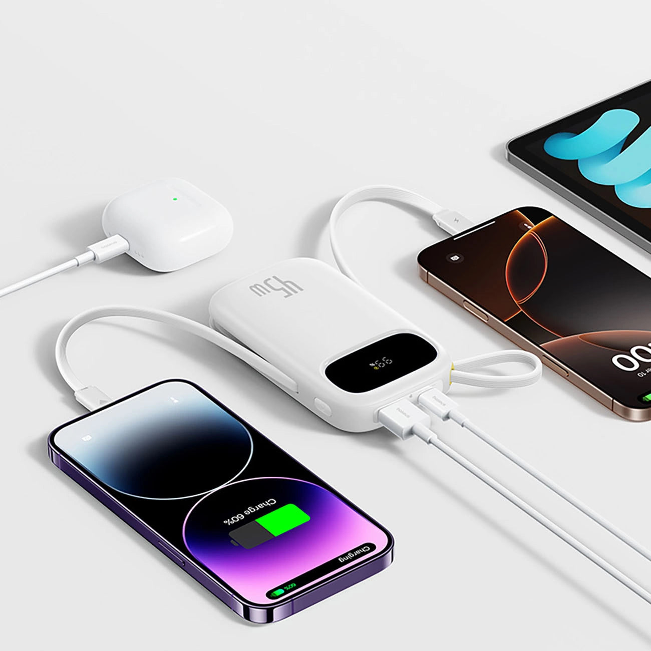 Vanjska baterija Baseus EnerFill FC31, 20000mAh, 45W, QC + PD, 1 x Lightning - 1 x USB-A - 2 x USB-C, Bijela E0028D01