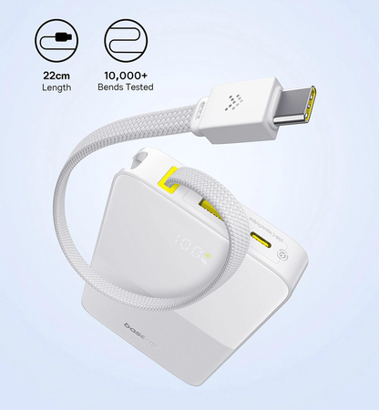 Vanjska baterija Baseus EnerFill Bipow2 Pro, 10000mAh, 22.5W, QC + PD, 1 x USB-A - 2 x USB-C, Bijela E0027601