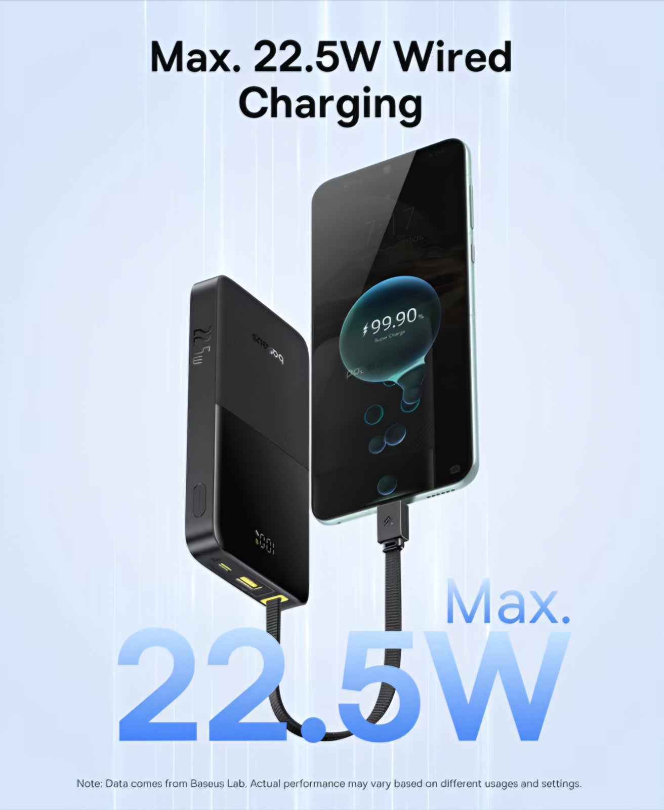 Vanjska baterija Baseus EnerFill Bipow2 Pro, 10000mAh, 22.5W, QC + PD, 1 x USB-A - 2 x USB-C, Crna E0027600