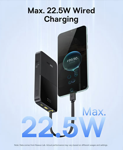 Vanjska baterija Baseus EnerFill Bipow2 Pro, 10000mAh, 22.5W, QC + PD, 1 x USB-A - 2 x USB-C, Crna E0027600