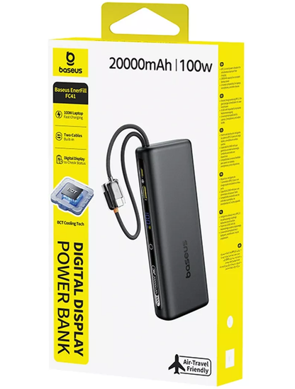Vanjska baterija Baseus EnerFill FC41, 20000mAh, 100W, QC + PD, 1 x USB-A - 3 x USB-C, Crna E0028N03