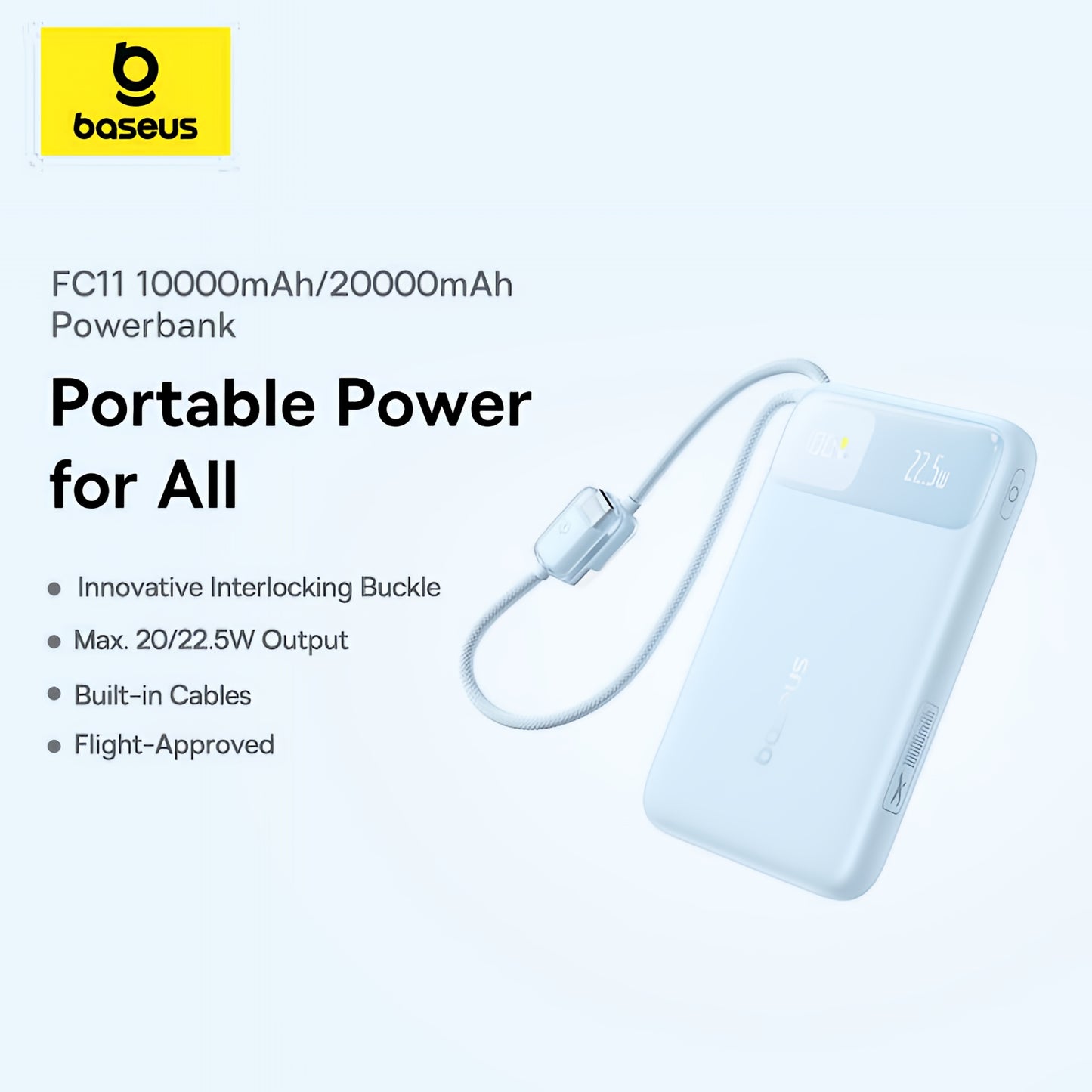 Vanjska baterija Baseus EnerFill FC11, 20000mAh, 22.5W, QC + PD, 1 x Lightning - 1 x USB-A - 2 x USB-C, Plava E0027S06