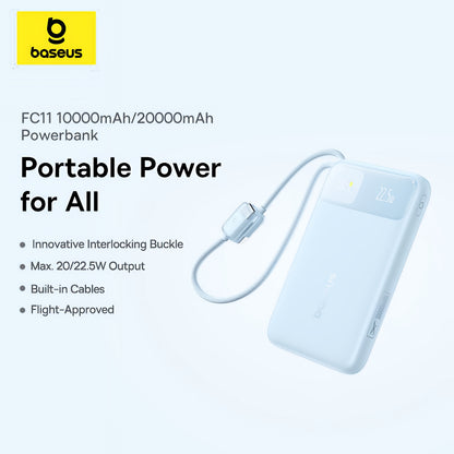 Vanjska baterija Baseus EnerFill FC11, 20000mAh, 22.5W, QC + PD, 1 x Lightning - 1 x USB-A - 2 x USB-C, Plava E0027S06