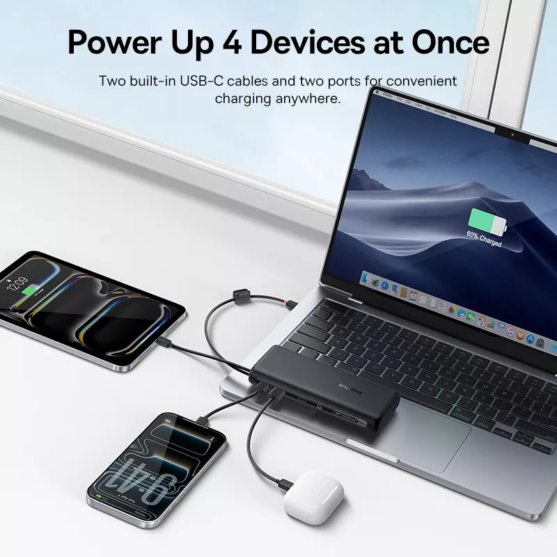 Vanjska baterija Baseus EnerFill FC41, 20000mAh, 100W, QC + PD, 1 x USB-A - 3 x USB-C, Crna E0028N03