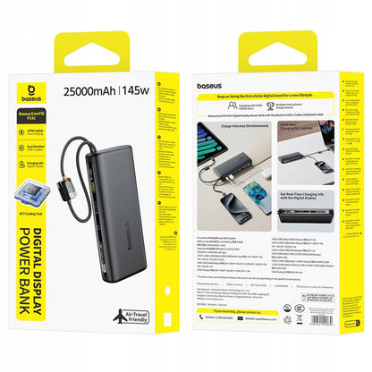 Vanjska baterija Baseus EnerFill FC41, 25000mAh, 145W, QC + PD, 1 x USB-A - 3 x USB-C, Crna E0028H03