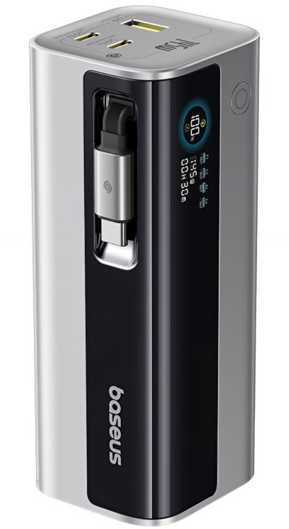 Vanjska baterija Baseus EnerGeek GR11, 20000mAh, 145W, QC + PD, 1 x USB-A - 3 x USB-C, Srebrna E0027B02
