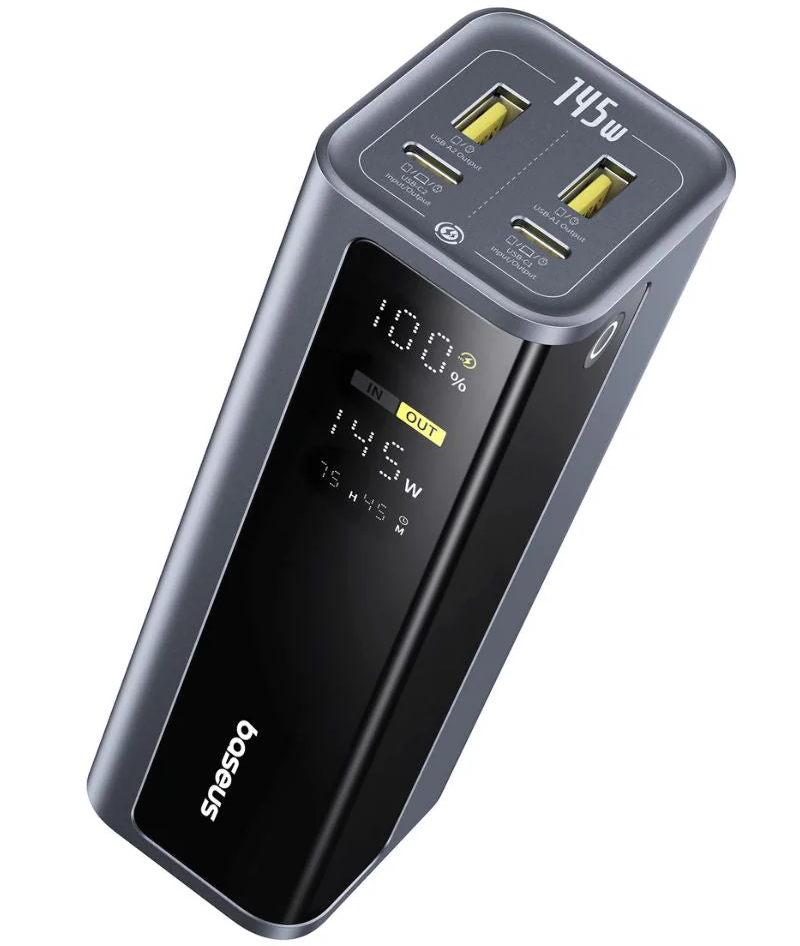 Vanjska baterija Baseus EnerGeek GP12, 20800mAh, 145W, QC + PD, 2 x USB-A - 2 x USB-C, Siva P10082109813-00