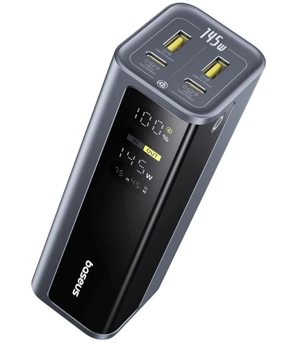 Vanjska baterija Baseus EnerGeek GP12, 20800mAh, 145W, QC + PD, 2 x USB-A - 2 x USB-C, Siva P10082109813-00
