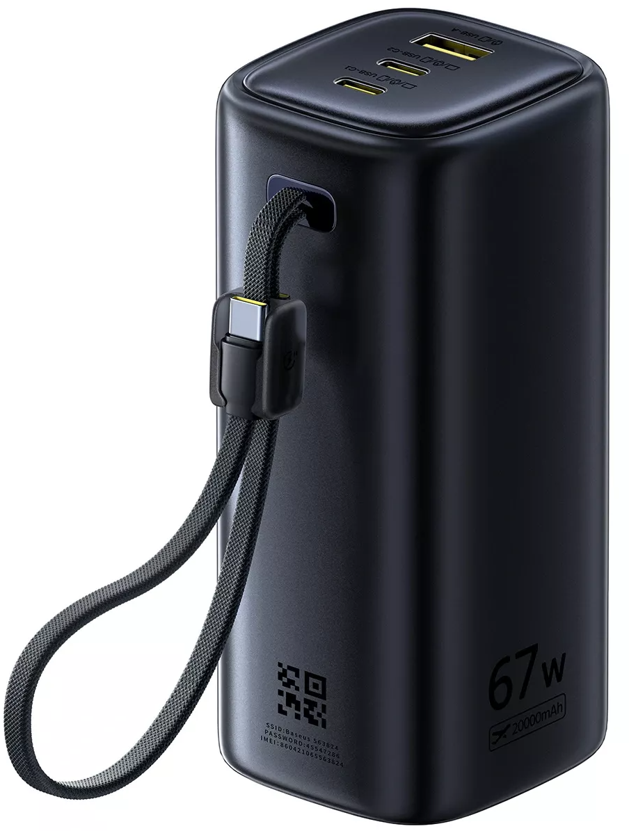 Vanjska baterija Baseus EnerGeek GX11, 20000mAh, 67W, QC + PD, 1 x USB-A - 2 x USB-C, Crna E0025701