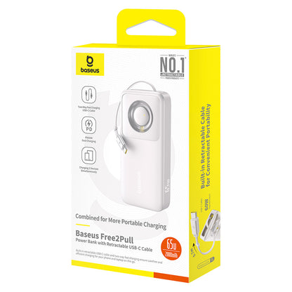 Vanjska baterija Baseus Free2Pull, 20000mAh, 65W, PD, 2 x USB-C, Siva P10073700843-00