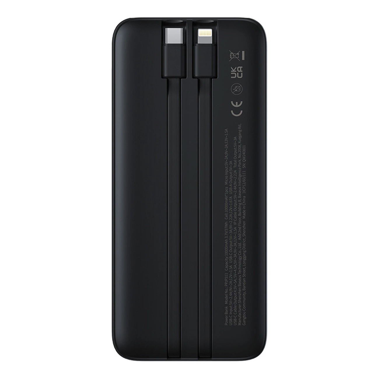 Vanjska baterija Baseus Lipow, 10000mAh, 22.5W, QC + PD, 1 x Lightning - 1 x USB-A - 2 x USB-C, Crna P10079101123-00
