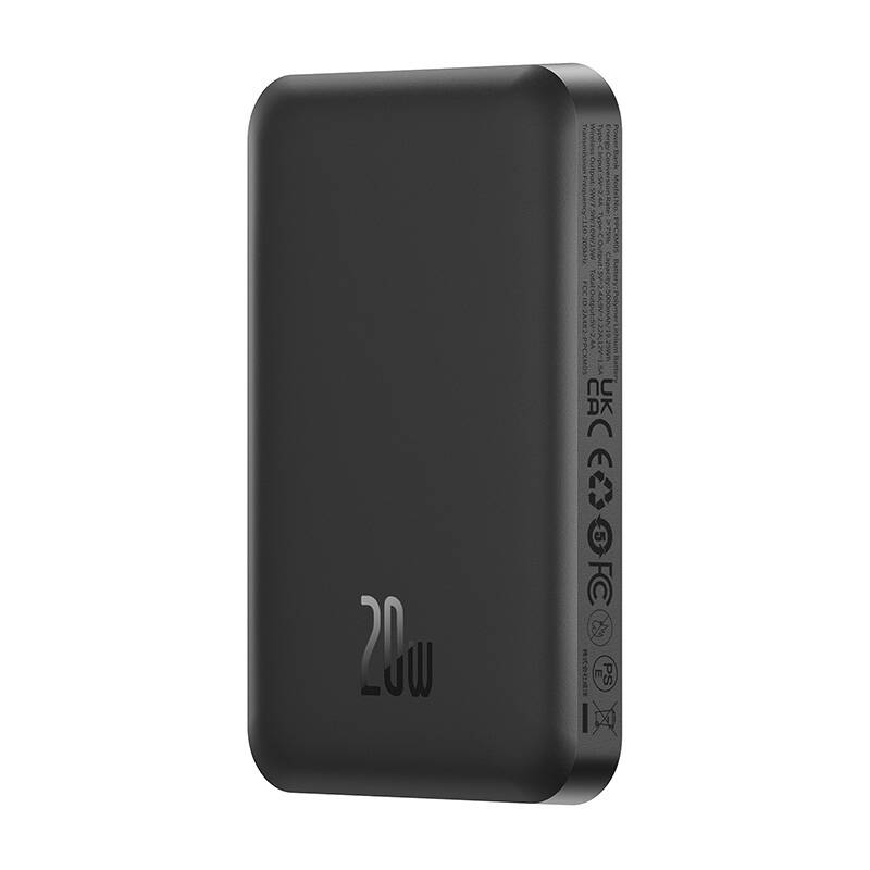 Vanjska baterija bežična Baseus Magnetic Mini, 5000mAh, 20W, PD + FQI, 1 x QI - 1 x USB-C, crna P10022107113-00