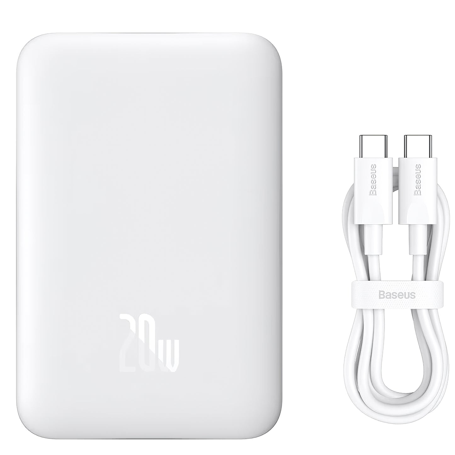Vanjska baterija Baseus Magnetic Mini, 10000mAh, 20W, PD + FQI, 1 x USB-C, Bijela P10059001223-00