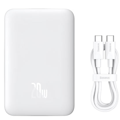 Vanjska baterija Baseus Magnetic Mini, 10000mAh, 20W, PD + FQI, 1 x USB-C, Bijela P10059001223-00