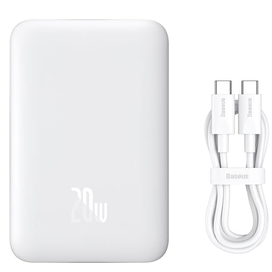 Vanjska baterija Baseus Magnetic Mini, 10000mAh, 20W, PD + FQI, 1 x USB-C, Bijela P10059001223-00