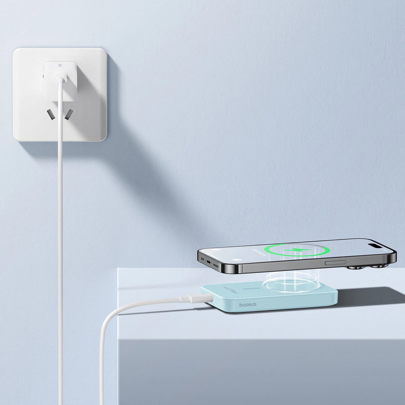Vanjska baterija Wireless Baseus Magnetic Mini, 5000mAh, 20W, PD + FQI, 1 x QI - 1 x USB-C, Plava P10022107313-00