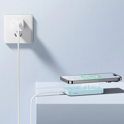 Vanjska baterija Wireless Baseus Magnetic Mini, 5000mAh, 20W, PD + FQI, 1 x QI - 1 x USB-C, Plava P10022107313-00