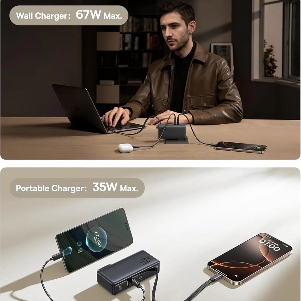 Vanjska baterija Baseus Nomos NT11 Omni US, 10000mAh, 67W, QC + PD, 1 x USB-A - 2 x USB-C, Crna P10078807123-00