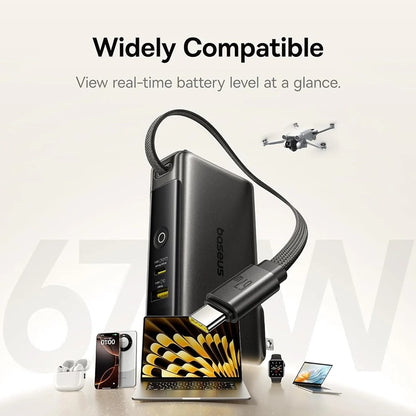 Vanjska baterija Baseus Nomos NT11 Omni US, 10000mAh, 67W, QC + PD, 1 x USB-A - 2 x USB-C, Crna P10078807123-00