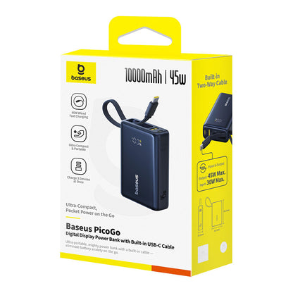 Vanjska baterija Baseus PicoGo, 10000mAh, 45W, QC + PD, 1 x USB-A - 2 x USB-C, Crna P10076803123-00