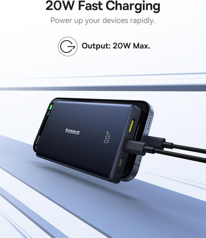 Vanjska baterija Baseus PicoGo, 10000mAh, 20W, QC + PD, 1 x USB-A - 2 x USB-C, Bijela P10076801213-00