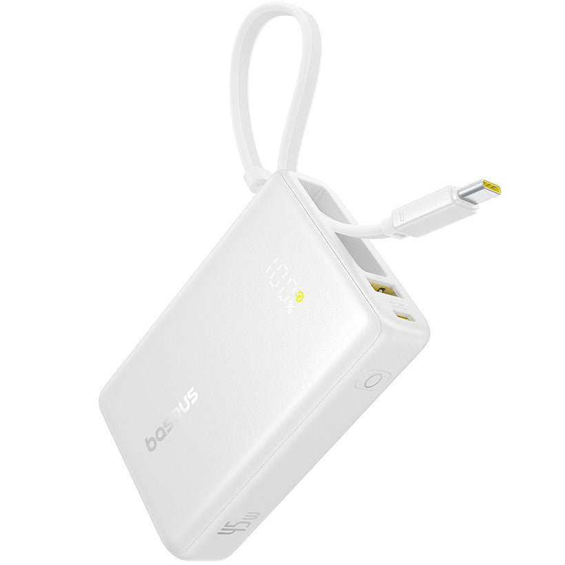 Vanjska baterija Baseus PicoGo, 10000mAh, 45W, QC + PD, 1 x USB-A - 2 x USB-C, Bijela P10076803213-00