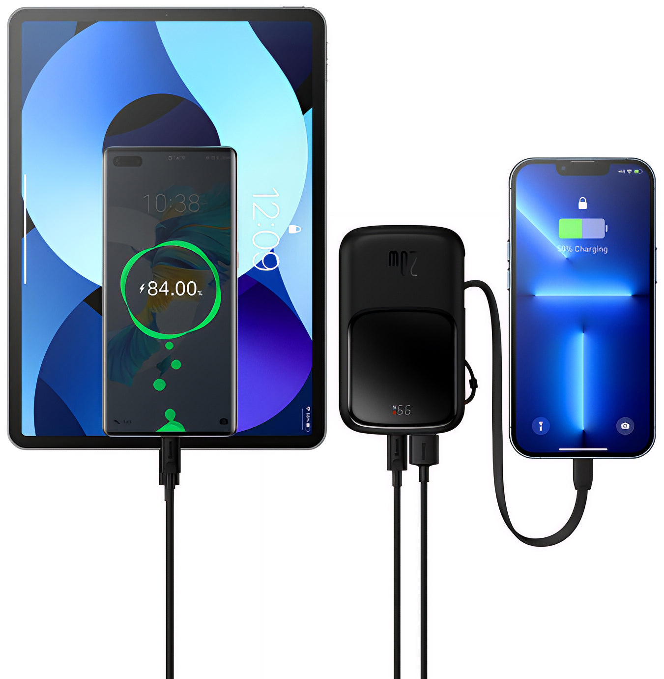 Vanjska baterija Baseus Qpow Pro, 20000mAh, 20W, QC + PD, 1 x Lightning - 1 x USB-A - 1 x USB-C, Crna PPQD060201