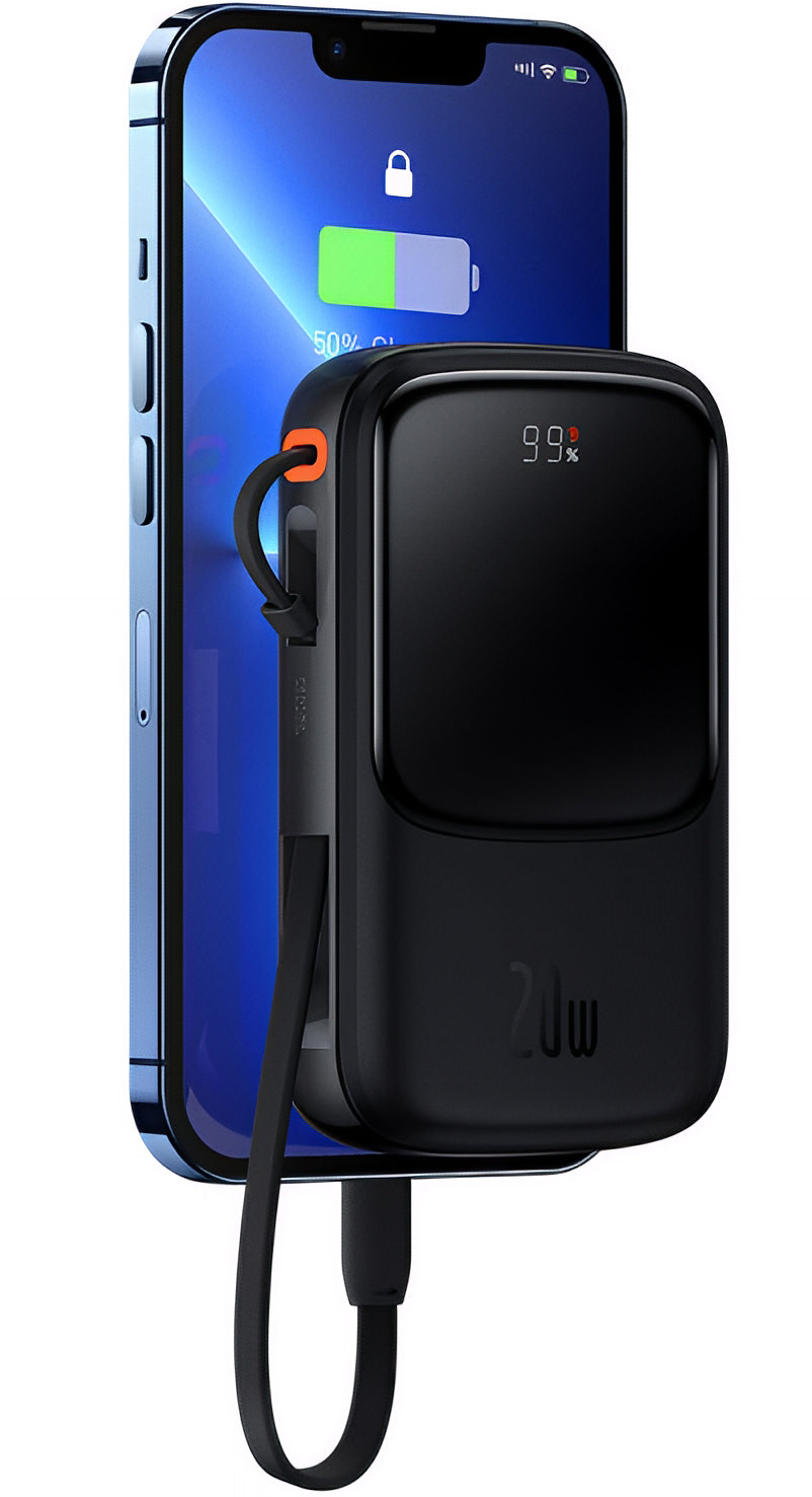 Vanjska baterija Baseus Qpow Pro, 20000mAh, 20W, QC + PD, 1 x Lightning - 1 x USB-A - 1 x USB-C, Crna PPQD060201