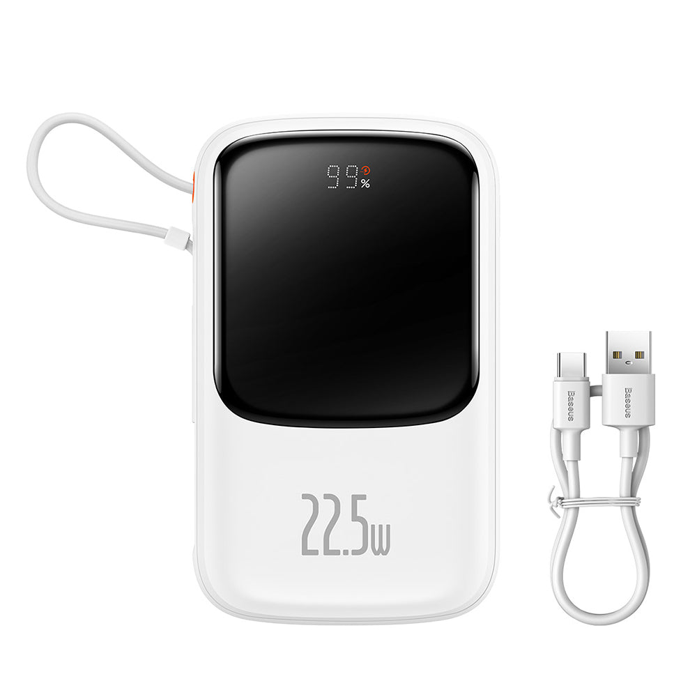 Vanjska baterija Baseus Qpow Pro, 10000mAh, 22.5W, QC + PD, 1 x USB-A - 2 x USB-C, Bijela PPQD020102