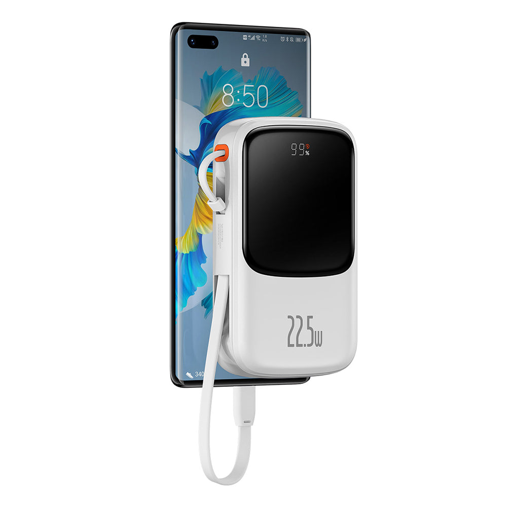 Vanjska baterija Baseus Qpow Pro, 10000mAh, 22.5W, QC + PD, 1 x USB-A - 2 x USB-C, Bijela PPQD020102