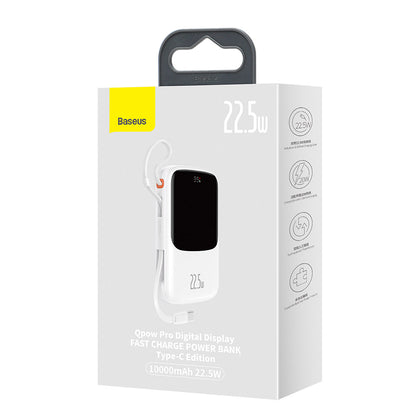 Vanjska baterija Baseus Qpow Pro, 10000mAh, 22.5W, QC + PD, 1 x USB-A - 2 x USB-C, Bijela PPQD020102