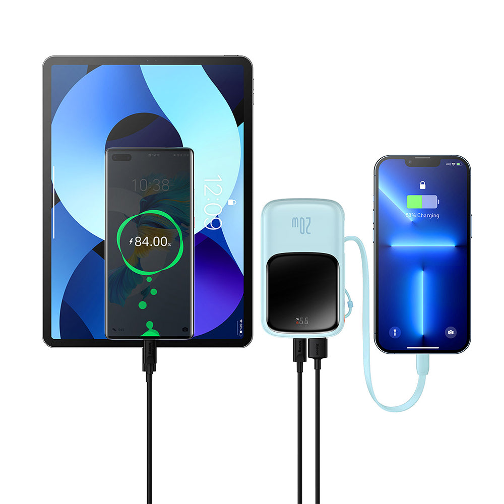 Vanjska baterija Baseus Qpow Pro, 20000mAh, 20W, QC + PD, 1 x Lightning - 1 x USB-A - 1 x USB-C, Plava PPQD030003