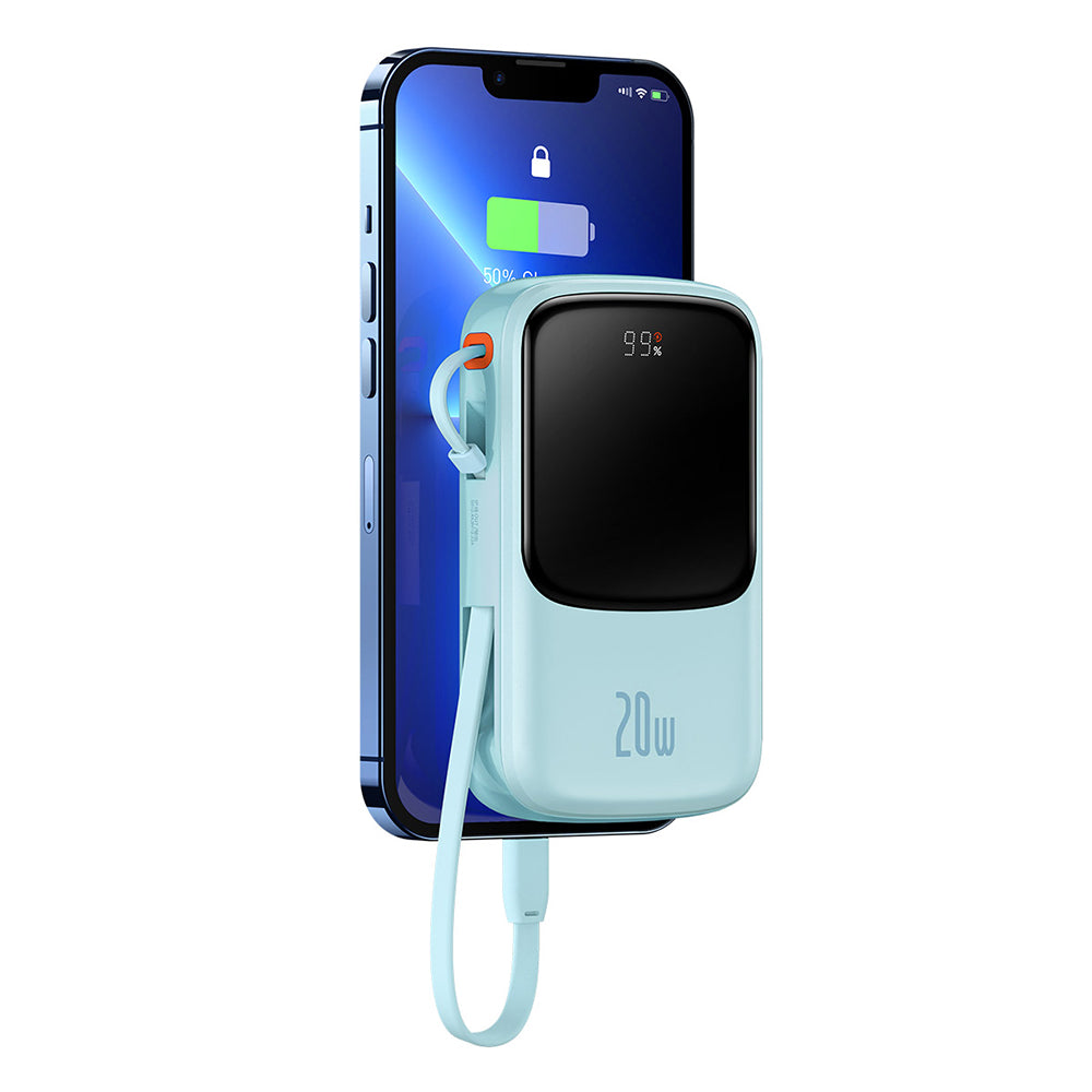 Vanjska baterija Baseus Qpow Pro, 20000mAh, 20W, QC + PD, 1 x Lightning - 1 x USB-A - 1 x USB-C, Plava PPQD030003