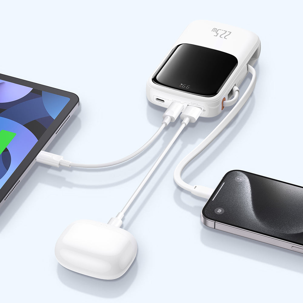 Vanjska baterija Baseus Qpow Pro+, 10000mAh, 22.5W, QC + PD, 1 x USB-A - 2 x USB-C, Bijela P10067101213-00