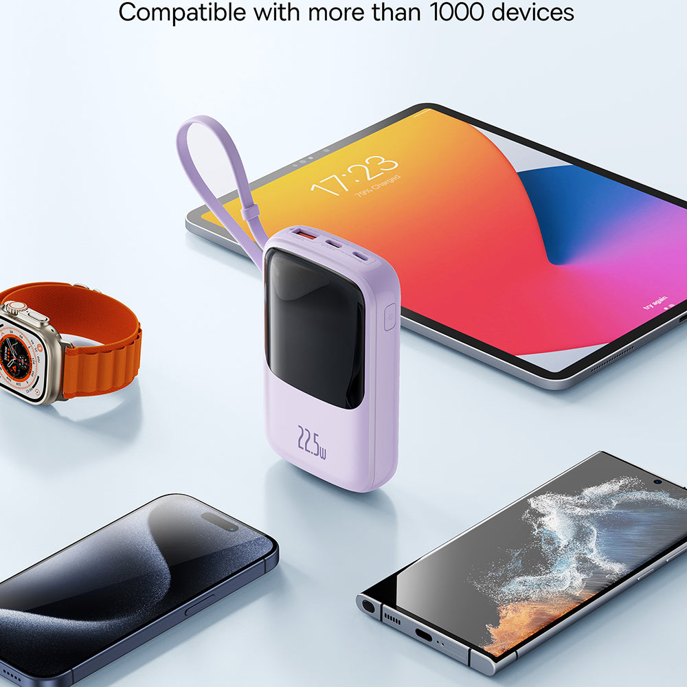 Vanjska baterija Baseus Qpow Pro+, 10000mAh, 22.5W, QC + PD, 1 x USB-A - 2 x USB-C, Ljubičasta P10067101513-00