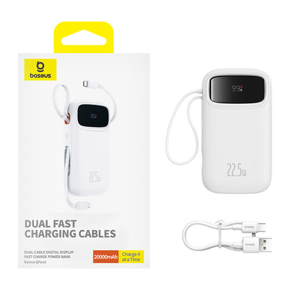 Vanjska baterija Baseus Qpow2, 20000mAh, 22.5W, QC + PD, 1 x Lightning - 1 x USB-A - 2 x USB-C, Bijela P10055002223-00
