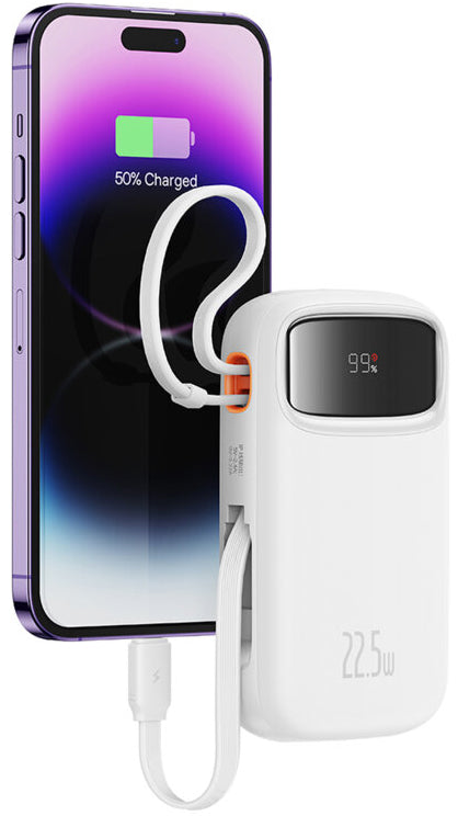 Vanjska baterija Baseus Qpow2, 10000mAh, 22.5W, QC + PD, 1 x Lightning - 1 x USB-A - 2 x USB-C, Bijela P10055003223-00