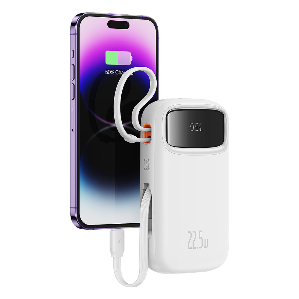 Vanjska baterija Baseus Qpow2, 20000mAh, 22.5W, QC + PD, 1 x Lightning - 1 x USB-A - 2 x USB-C, Bijela P10055002223-00