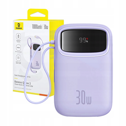 Vanjska baterija Baseus Qpow2, 10000mAh, 30W, QC + PD, 1 x USB-A - 3 x USB-C, Ljubičasta P10055008513-00