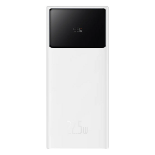 Vanjska baterija Baseus Star Lord, 30000mAh, 22.5W, QC + PD, 1 x USB-C - 2 x USB-A, Bijela PPXJ080102