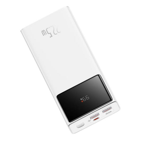 Vanjska baterija Baseus Star Lord, 30000mAh, 22.5W, QC + PD, 1 x USB-C - 2 x USB-A, Bijela PPXJ080102